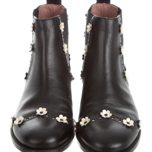 RED Valentino Shoes - Unique Red Valentino Black Cream color Floral Ankle Boots